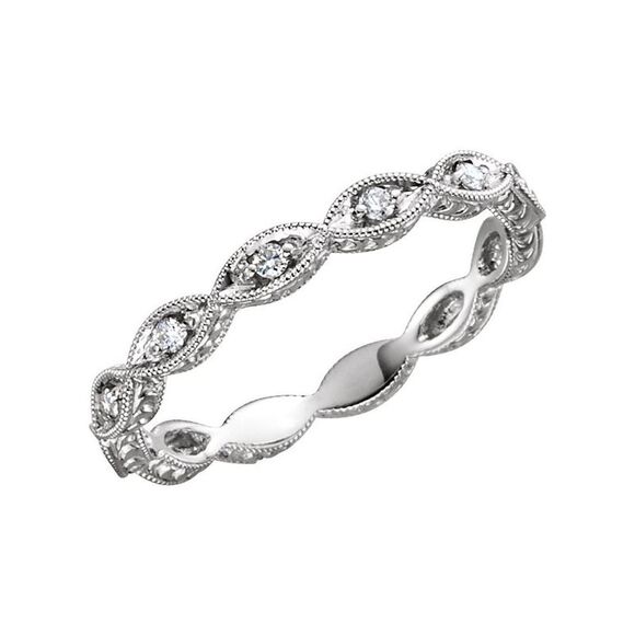 14K White Gold 0.13 CTW Natural Diamond Anniversary Band Size 6.5